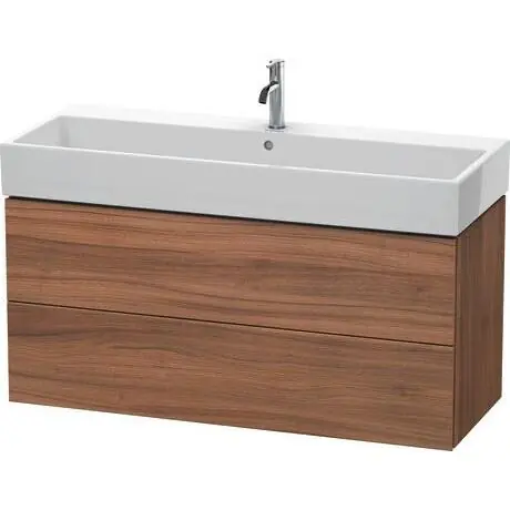 Get Yours Duravit L-Cube 47" x 21" x 18" Walnut Two Drawer Wall-Mount Vanity Unit (LC627907979)