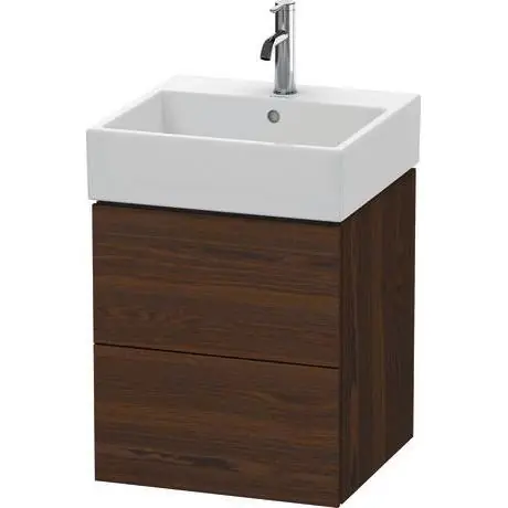 Genuine Duravit L-Cube 19" x 21" x 18" Walnut Brushed Two Drawer Wall-Mount Vanity Unit (LC627406969)