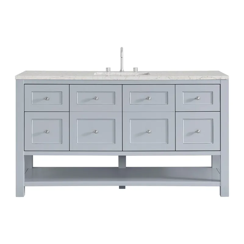 Popular James Martin Vanities Breckenridge 60" Serenity Blue Single Vanity With 3cm Eternal Jasmine Pearl Quartz Top