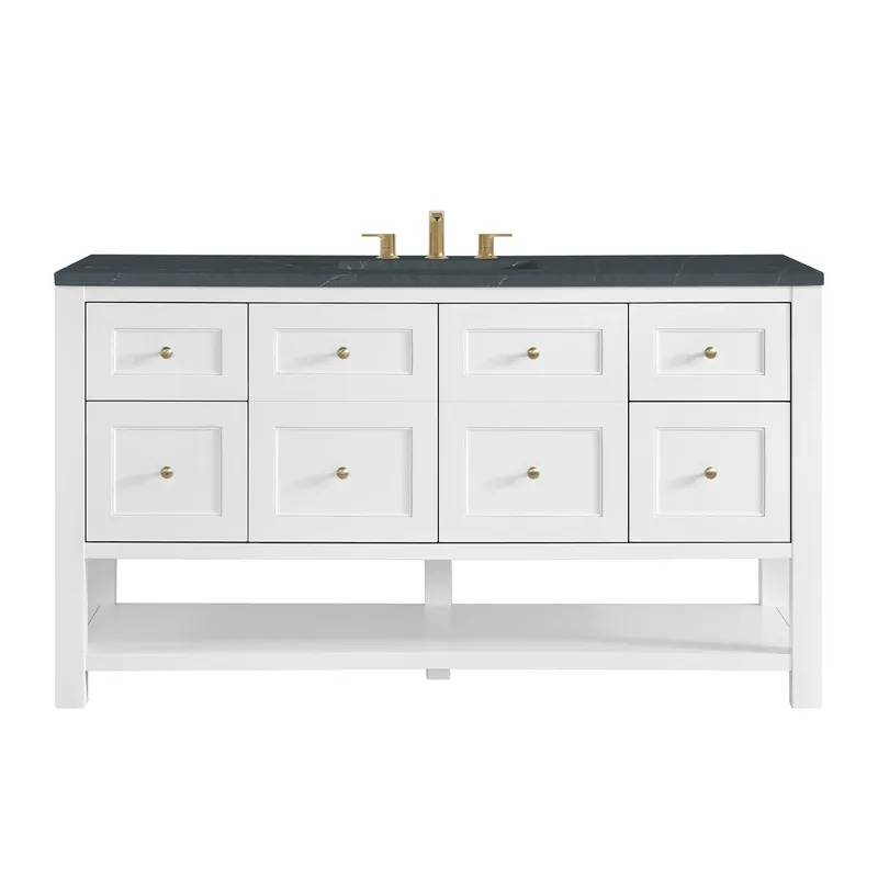 James Martin Vanities Breckenridge 60" Bright White Single Vanity With 3cm Charcoal Soapstone Quartz Top Save Now