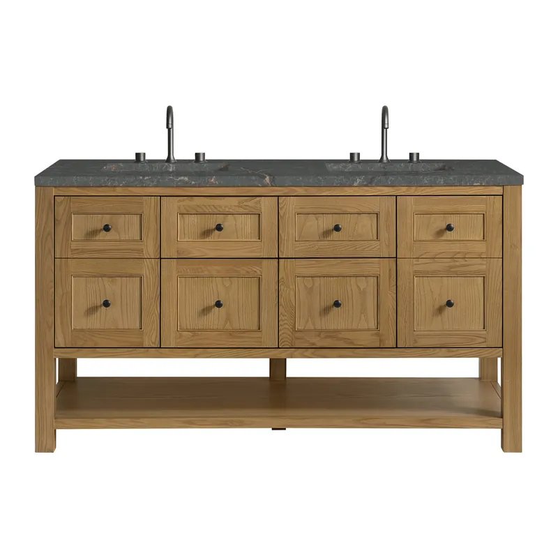 James Martin Vanities Breckenridge 60" Light Natural Oak Double Vanity With 3cm Parisien Bleu Quartz Top Markdown