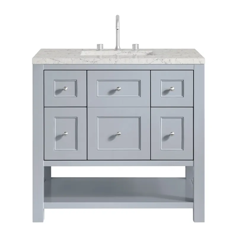 Weekend Sale James Martin Vanities Breckenridge 36" Serenity Blue Single Vanity With 3cm Eternal Jasmine Pearl Quartz Top