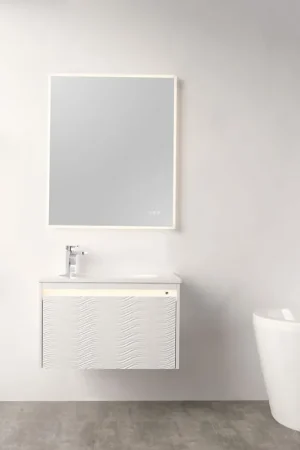 Last Chance Blossom Voyage 30" Glossy White Vanity With Droplet-Shaped Basin and LED Light