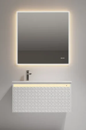 Blossom Thun 36" Glossy White Vanity With Droplet-Shaped Basin and LED Light Free Shipping