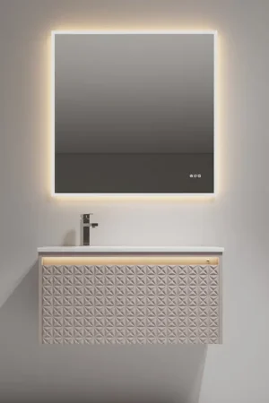 Price Drop Blossom Thun 36" Khaki Vanity With Droplet-Shaped Basin and LED Light