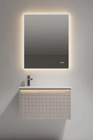Blossom Thun 30" Khaki Vanity With Droplet-Shaped Basin and LED Light Fan Favorite