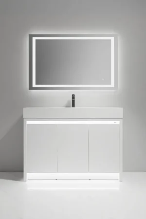 Handmade Blossom Capri 48" Glossy White Vanity With Dual LED Lights