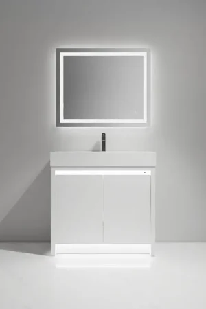 Special Discount Blossom Capri 36" Glossy White Vanity With Dual LED Lights