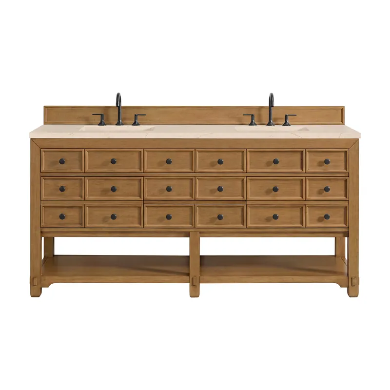 Top Pick James Martin Vanities Malibu 72" Amber Birch Double Vanity With 3 cm Eternal Marfil Top