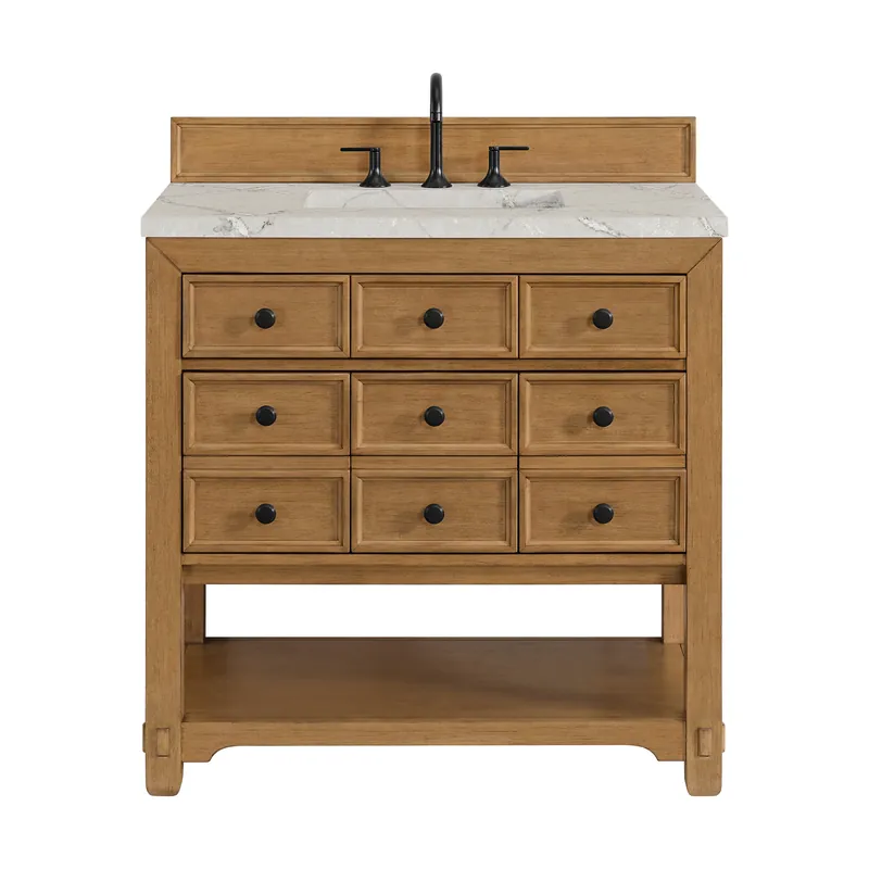 Next Day Delivery James Martin Vanities Malibu 36" Amber Birch Single Vanity With 3 cm Victorian Silver Top