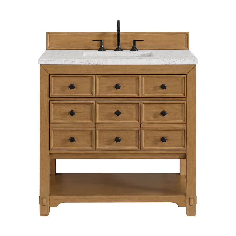 James Martin Vanities Malibu 36" Amber Birch Single Vanity With 3 cm Eternal Jasmine Pearl Top Deal
