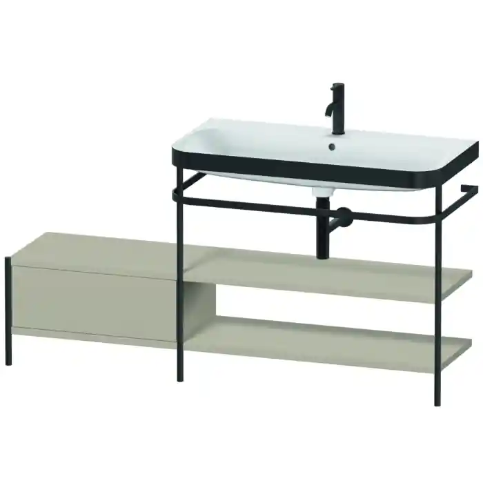 Low Price Duravit Happy D.2 Plus 63" x 33" x 19" Taupe Finish, C-Bonded Vanity Kit With Sink and Metal Console (HP4748O6060)
