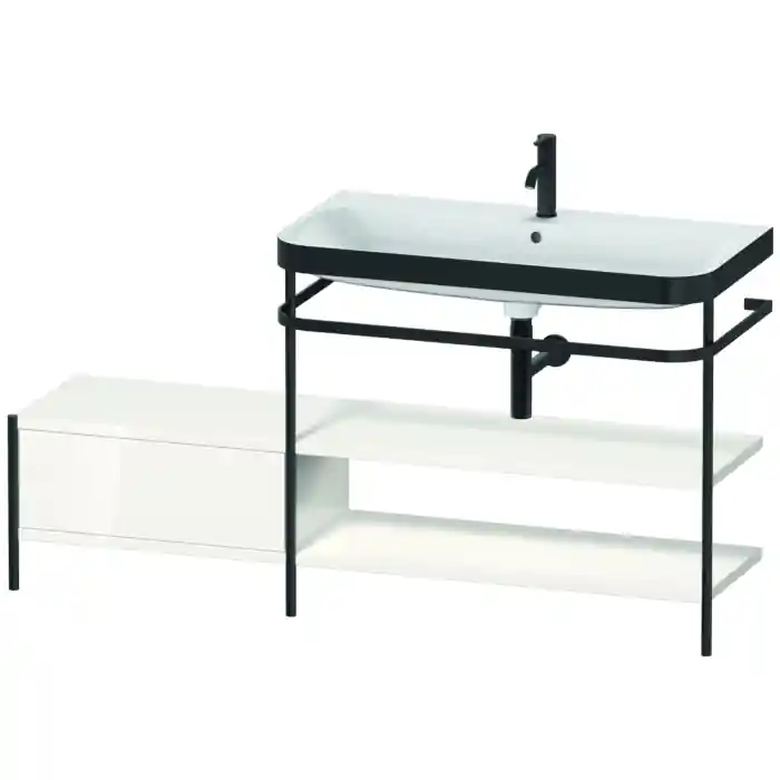 Duravit Happy D.2 Plus 63" x 33" x 19" White High Gloss Finish, C-Bonded Vanity Kit With Sink and Metal Console (HP4748O2222) Wholesale