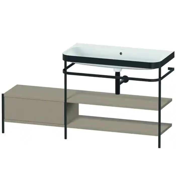 While Supplies Last Duravit Happy D.2 Plus 63" x 33" x 19" Linen Finish, C-Bonded Vanity Kit With Sink and Metal Console (HP4748N7575)