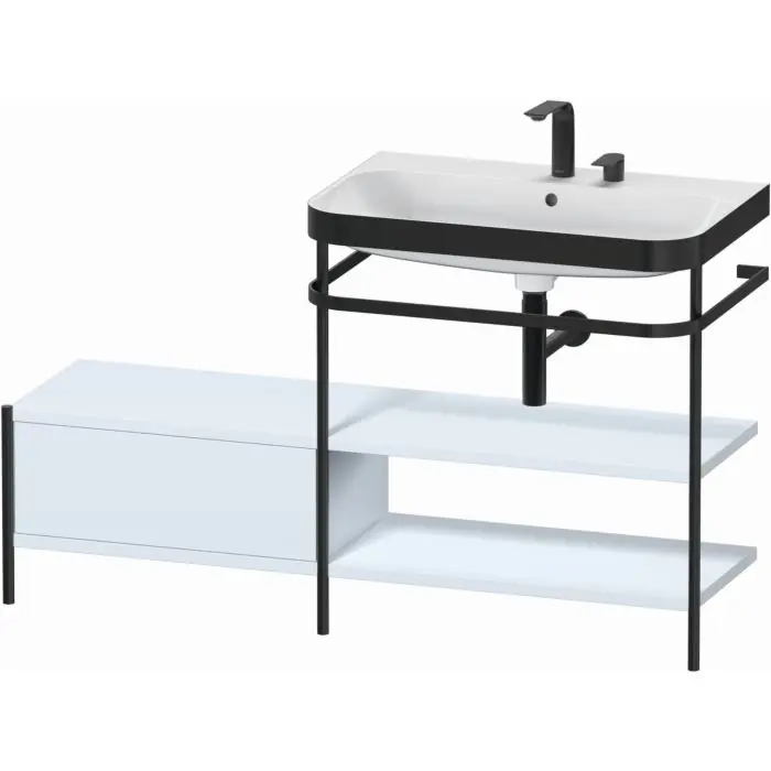 Place Order Duravit Happy D.2 Plus 55" x 33" x 19" Light Blue Finish, C-Bonded Vanity Kit With Sink and Metal Console (HP4747E9797)