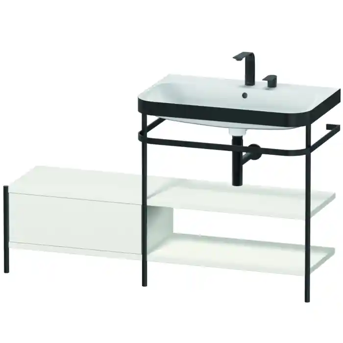 Duravit Happy D.2 Plus 55" x 33" x 19" Nordic White Finish, C-Bonded Vanity Kit With Sink and Metal Console (HP4747E3939) New Release