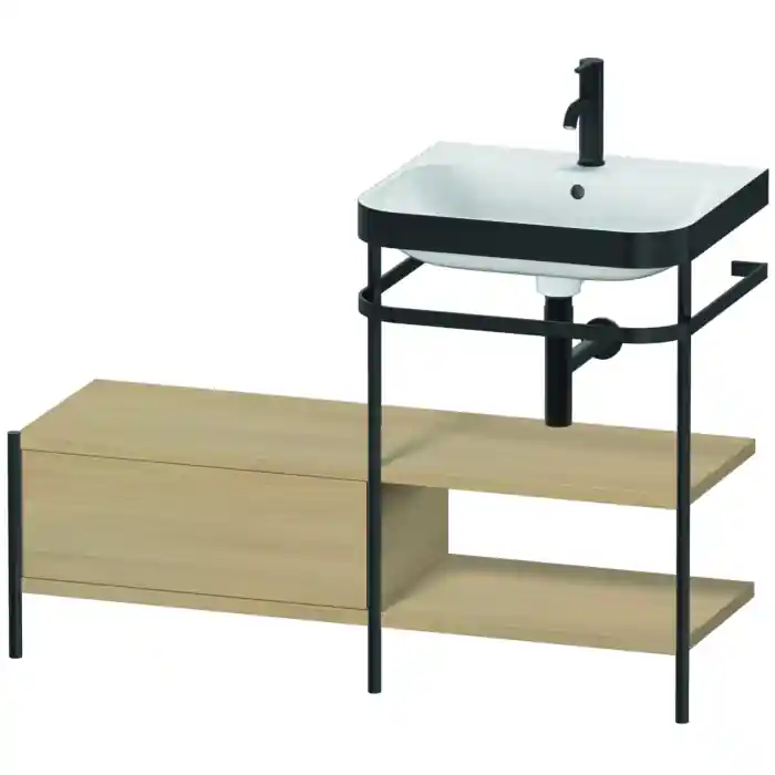 Fan Favorite Duravit Happy D.2 Plus 47" x 33" x 19" Mediterranean Oak Finish, C-Bonded Vanity Kit With Sink and Metal Console (HP4745O7171)