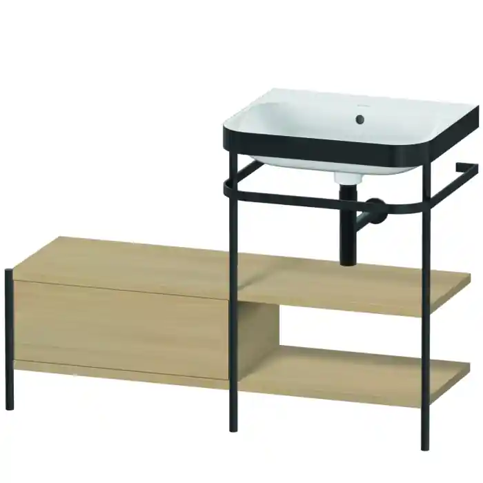 Cheap Duravit Happy D.2 Plus 47" x 33" x 19" Mediterranean Oak Finish, C-Bonded Vanity Kit With Sink and Metal Console (HP4745N7171)