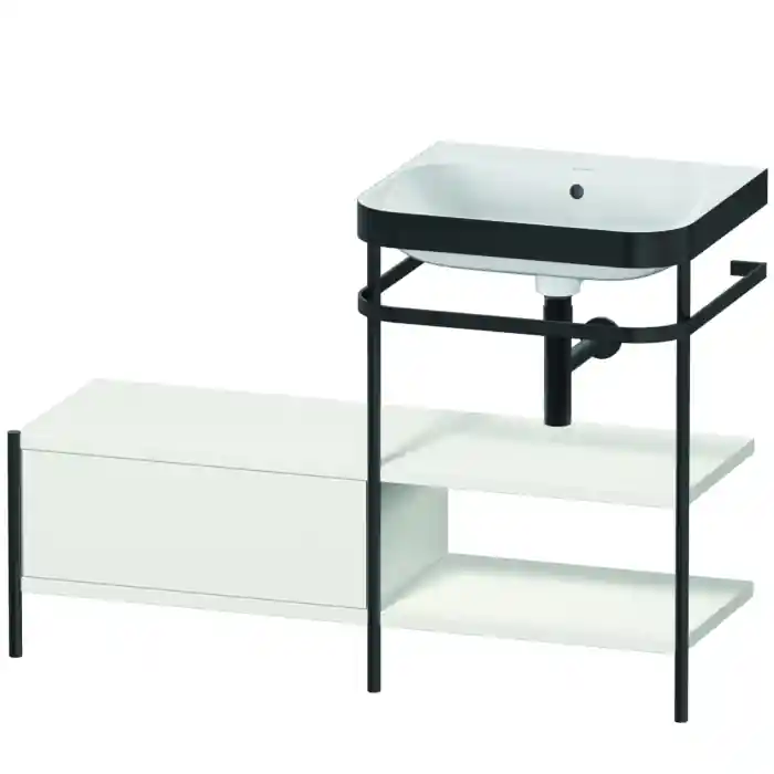 Duravit Happy D.2 Plus 47" x 33" x 19" Nordic White Finish, C-Bonded Vanity Kit With Sink and Metal Console (HP4745N3939) Crafted