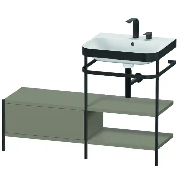 Duravit Happy D.2 Plus 47" x 33" x 19" Stone Gray Finish, C-Bonded Vanity Kit With Sink and Metal Console (HP4745E9292) Express Delivery