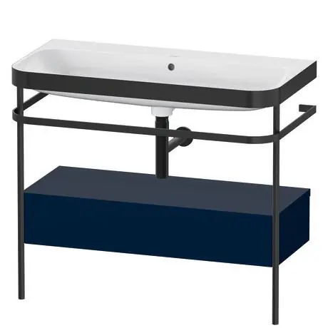 Crafted Duravit Happy D.2 Plus 38" x 33" x 19" Midnight Blue Finish, C-Bonded Vanity Kit With Sink and Metal Console (HP4743N9898)