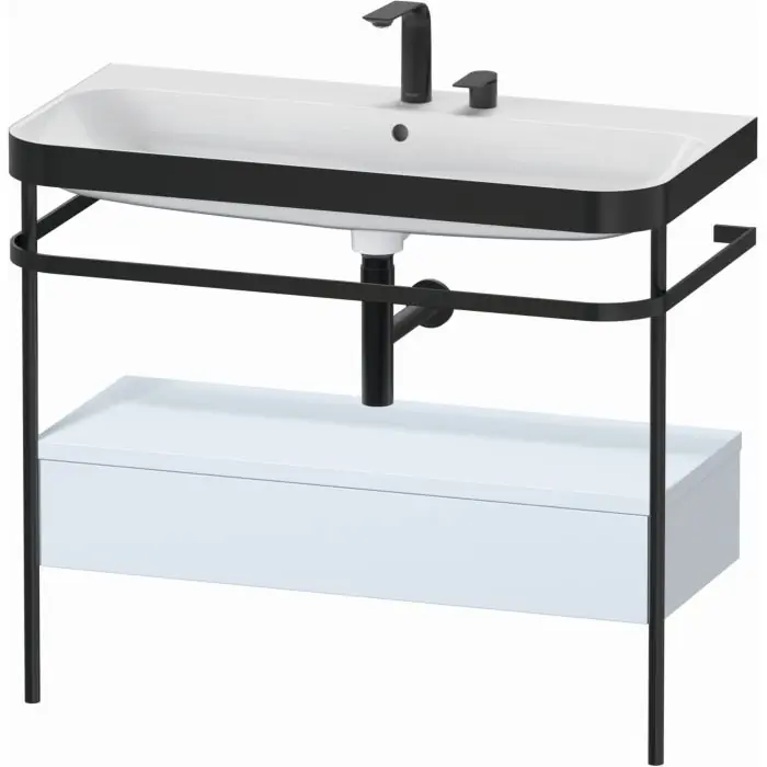 Duravit Happy D.2 Plus 38" x 33" x 19" Light Blue Finish, C-Bonded Vanity Kit With Sink and Metal Console (HP4743E9797) Fast Shipping