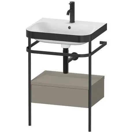 Duravit Happy D.2 Plus 23" x 33" x 19" Stone Gray Finish, C-Bonded Vanity Kit With Sink and Metal Console (HP4740O9292) Certified