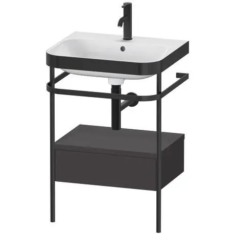 Duravit Happy D.2 Plus 23" x 33" x 19" Graphite Finish, C-Bonded Vanity Kit With Sink and Metal Console (HP4740O8080) Reduced Price