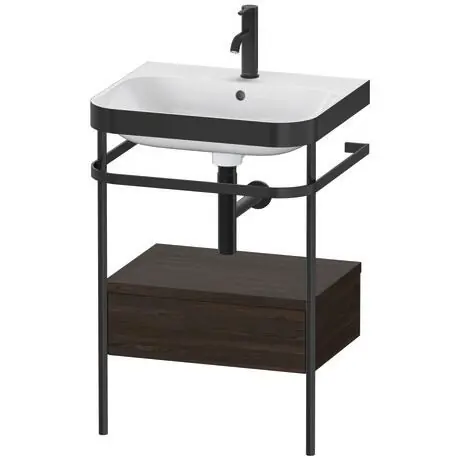 Duravit Happy D.2 Plus 23" x 33" x 19" Walnut Brushed Finish, C-Bonded Vanity Kit With Sink and Metal Console (HP4740O6969) Buy Today
