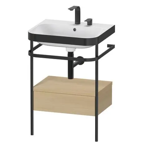 Price Drop Duravit Happy D.2 Plus 23" x 33" x 19" Mediterranean Oak Finish, C-Bonded Vanity Kit With Sink and Metal Console (HP4740E7171)