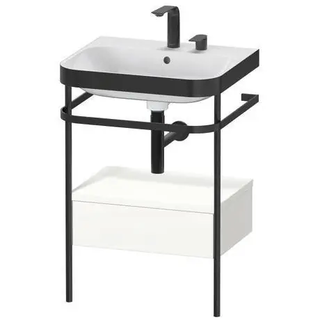 Fast Shipping Duravit Happy D.2 Plus 23" x 33" x 19" White Satin Matt Finish, C-Bonded Vanity Kit With Sink and Metal Console (HP4740E3636)