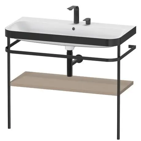Professional Grade Duravit Happy D.2 Plus 38" x 33" x 19" Linen Finish, C-Bonded Vanity Kit With Sink and Metal Console (HP4738E7575)