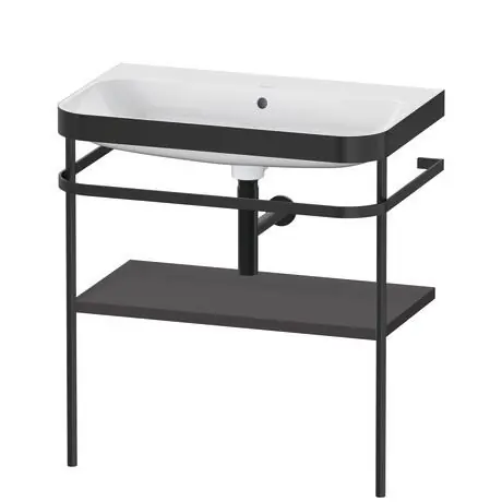 Duravit Happy D.2 Plus 31" x 33" x 19" Graphite Finish, C-Bonded Vanity Kit With Sink and Metal Console (HP4737N8080) Fresh Stock
