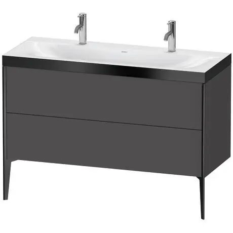 Same Day Shipping Duravit XViu 47" x 47" x 19" Two Drawer C-Bonded Floorstanding Vanity Kit With One Tap Hole, Graphite (XV4713OB249P)