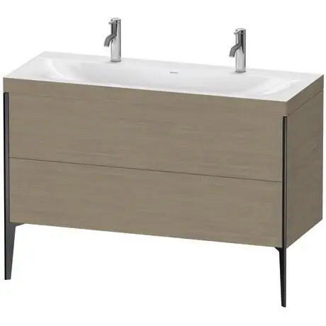Bulk Order Duravit XViu 47" x 47" x 19" Two Drawer C-Bonded Floorstanding Vanity Kit With One Tap Hole, Oak Terra (XV4713OB235C)