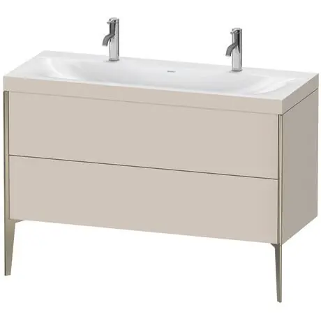 Duravit XViu 47" x 47" x 19" Two Drawer C-Bonded Floorstanding Vanity Kit With One Tap Hole, Taupe (XV4713OB191C) Fast Shipping