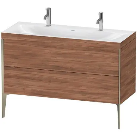 Duravit XViu 47" x 47" x 19" Two Drawer C-Bonded Floorstanding Vanity Kit With One Tap Hole, Walnut (XV4713OB179C) Holiday Sale