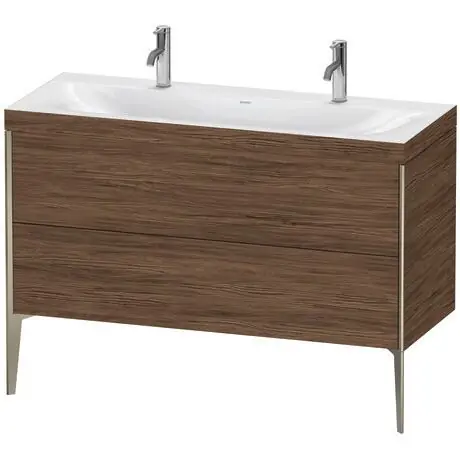 Bulk Order Duravit XViu 47" x 47" x 19" Two Drawer C-Bonded Floorstanding Vanity Kit With One Tap Hole, Walnut Dark (XV4713OB121C)