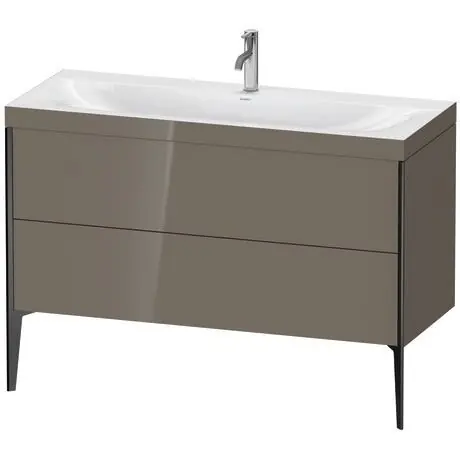 Luxury Duravit XViu 47" x 47" x 19" Two Drawer C-Bonded Floorstanding Vanity Kit With One Tap Hole, Flannel Gray (XV4712OB289C)