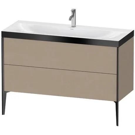 Duravit XViu 47" x 47" x 19" Two Drawer C-Bonded Floorstanding Vanity Kit With One Tap Hole, Linen (XV4712OB275P) Buy Direct