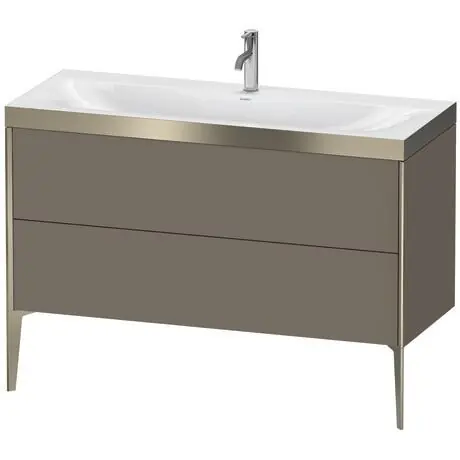 Duravit XViu 47" x 47" x 19" Two Drawer C-Bonded Floorstanding Vanity Kit With One Tap Hole, Flannel Gray (XV4712OB190P) Trusted Brand