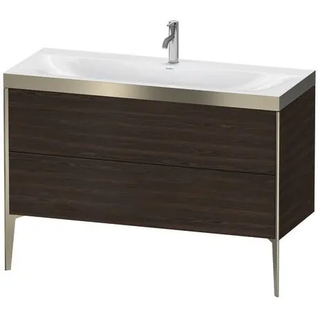 Duravit XViu 47" x 47" x 19" Two Drawer C-Bonded Floorstanding Vanity Kit With One Tap Hole, Walnut Brushed (XV4712OB169P) Reduced Price
