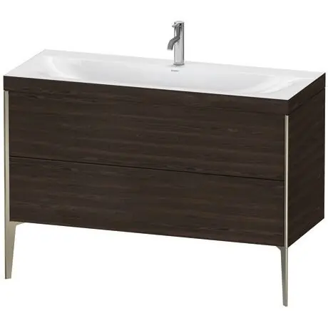 Duravit XViu 47" x 47" x 19" Two Drawer C-Bonded Floorstanding Vanity Kit With One Tap Hole, Walnut Brushed (XV4712OB169C) Place Order