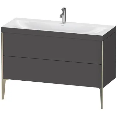 Order Now Duravit XViu 47" x 47" x 19" Two Drawer C-Bonded Floorstanding Vanity Kit With One Tap Hole, Graphite (XV4712OB149C)