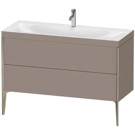 One Day Deal Duravit XViu 47" x 47" x 19" Two Drawer C-Bonded Floorstanding Vanity Kit With One Tap Hole, Basalt (XV4712OB143C)