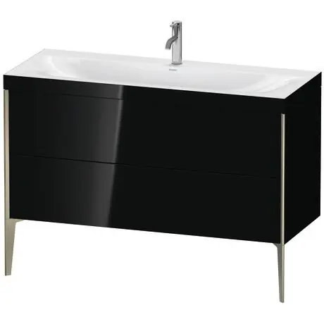 Popular Duravit XViu 47" x 47" x 19" Two Drawer C-Bonded Floorstanding Vanity Kit With One Tap Hole, Black (XV4712OB140C)