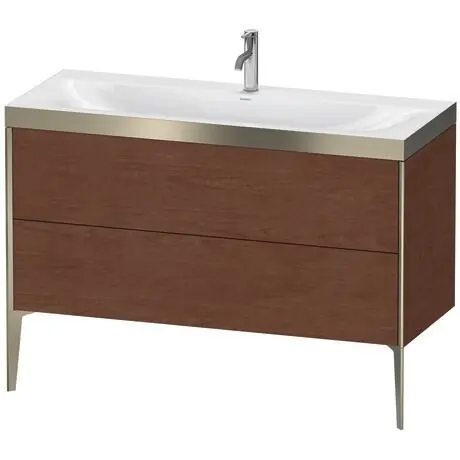 Duravit XViu 47" x 47" x 19" Two Drawer C-Bonded Floorstanding Vanity Kit With One Tap Hole, American Walnut (XV4712OB113P) Must Have