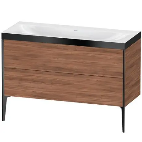 Price Cut Duravit XViu 47" x 47" x 19" Two Drawer C-Bonded Floorstanding Vanity Kit Without Tap Hole, Walnut (XV4712NB279P)