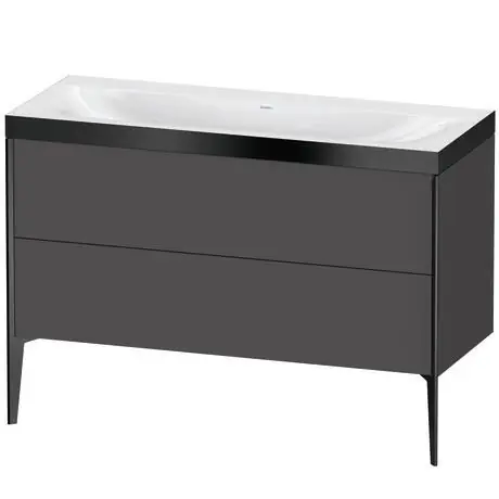 Hot Deal Duravit XViu 47" x 47" x 19" Two Drawer C-Bonded Floorstanding Vanity Kit Without Tap Hole, Graphite (XV4712NB249P)