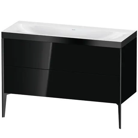 Duravit XViu 47" x 47" x 19" Two Drawer C-Bonded Floorstanding Vanity Kit Without Tap Hole, Black (XV4712NB240P) Hot Deal